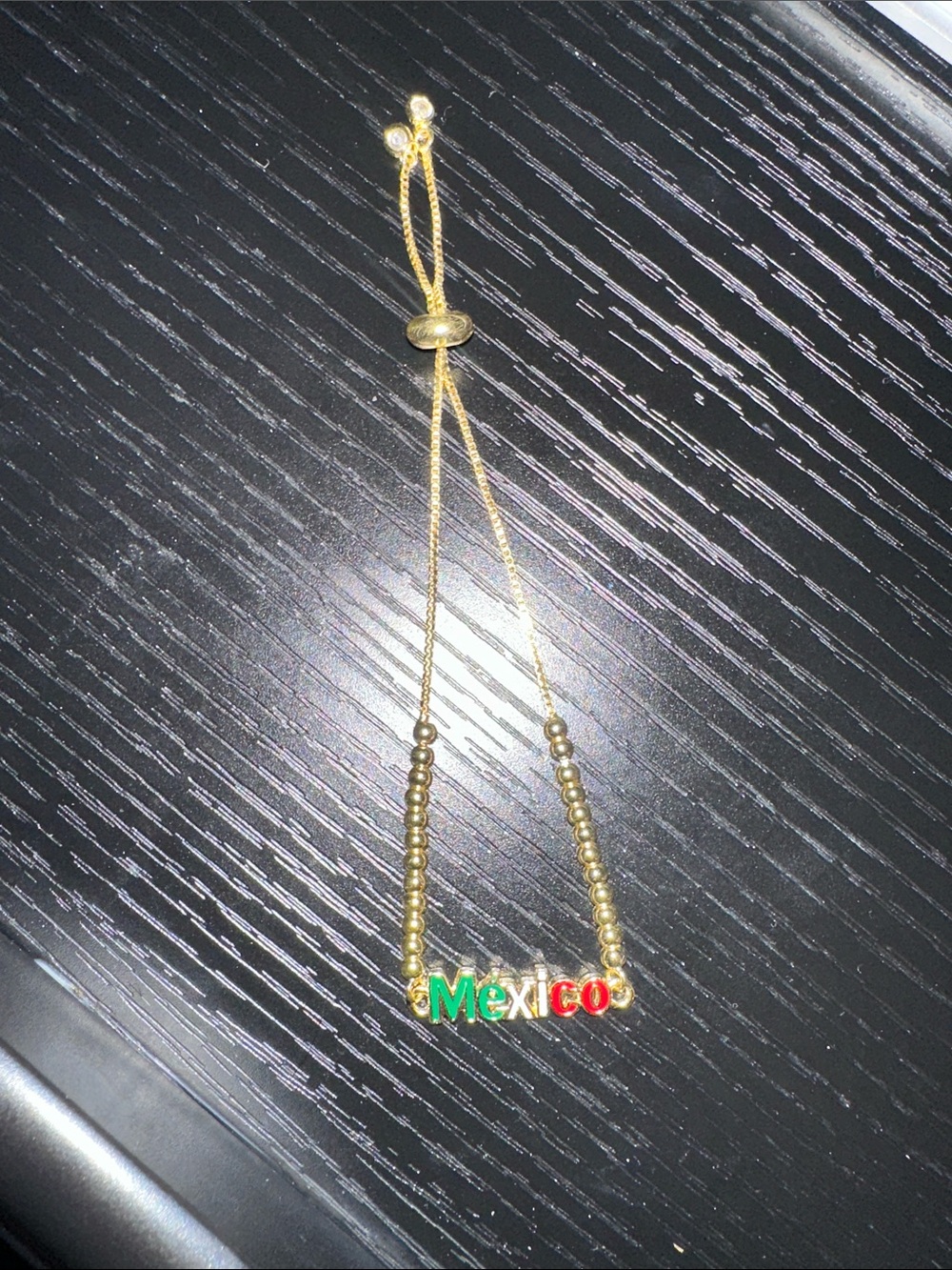 Source Unknown Gold 'México' Adjustable Nameplate Bracelet